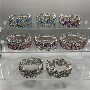 Willabee and Ward colorful sparkling rhinestone monthly bracelets bundle 8 VTG